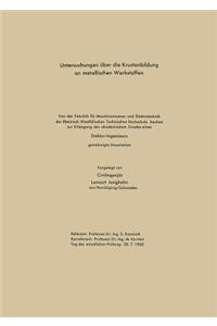 Untersuchungen über die Krustenbildung an metallischen Werkstoffen