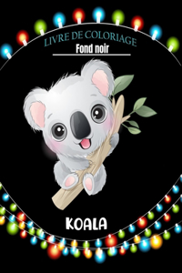 Koala livre de coloriage fond noir