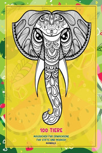 Malbücher für Erwachsene für Stifte und Marker - Mandala - 100 Tiere