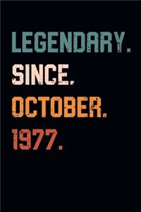 Blank Lined Journal, Notebook, Diary, Planner - Legendary Since October 1977 - 42nd Birthday Gift For 42 Years Old Men and Women born in October