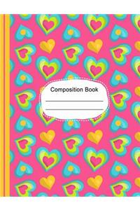 Whimsical Colorful Hearts Composition Notebook College Ruled Paper