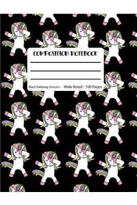 Composition Notebook Black Dabbing Unicorn