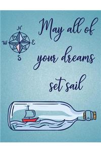 Nautical Dreams Compass Sailing Wide Ruled Composition Notebook