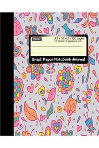 Graph Paper Notebook Journal 8.5 x 10 Inch 120 pages, Flower Kid Pattern