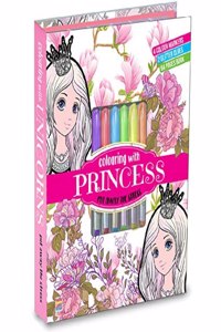 Hello Friend Princess Colouring Combo Kit with 4 Neon Pens & 2 Glitter Tubes With 32 Pages Colouring Pad, 4+ yrs.