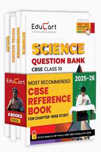 Educart CBSE Question Bank Class 10 2025-26 Science, Mathematics, Social Science and English (Introducing Unit Test Worksheets for 2026 Boards Exam) Set of 4 Books