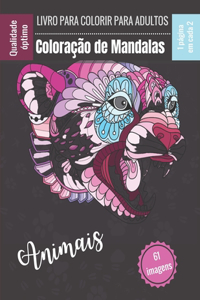 Livro para colorir para adultos - Coloração de Mandalas Animais