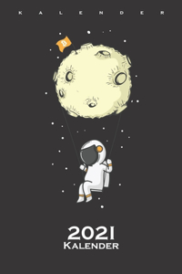 Crypto Bitcoin Astronaut schaukelt am Mond Kalender 2021