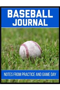 Baseball Journal Notes from Practice and Game Day