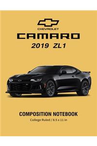 Chevrolet Camaro 2019 ZL1 Composition Notebook College Ruled / 8.5 x 11 in