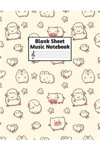 Blank Sheet Music Notebook: Easy Blank Staff Manuscript Book Large 8.5 X 11 Inches Musician Paper Wide 12 Staves Per Page for Piano, Flute, Violin, Guitar, Trumpet, Drums, Cell