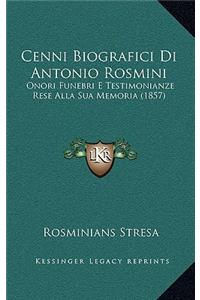 Cenni Biografici Di Antonio Rosmini