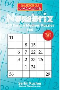 Numbrix - 250 Medium to Hard Puzzles 6x6