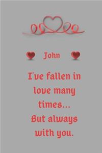 I love you John notebook/journal valentine gift
