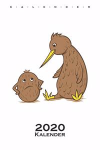 Kiwivogel unterhält sich mit Kiwifrucht Kalender 2020