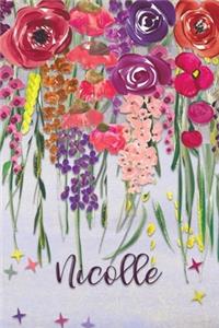 Nicolle: Personalized Lined Journal - Colorful Floral Waterfall (Customized Name Gifts)