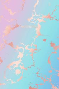 Notebook: Deep Blue and Pastel Hue Marble and Rose Gold - 8.5 x 11, 150 Wide Ruled Pages - Gift for Women and Teen Girls