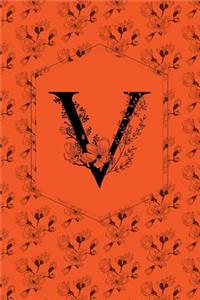 Floral Monogram Journal/Notebook - V