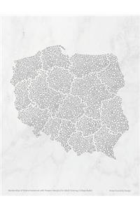 Marble Map of Poland Notebook with Flowers Margins for Adult Coloring, College Ruled