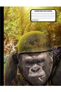 Gorilla Soldier Composition Notebook Blank Unruled200 Pages / 100 Sheets, 8-1/2" x 11"