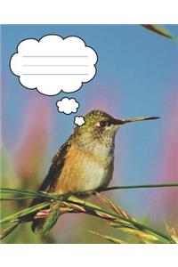 Pretty Pink & Blue Colorado Rocky Mountain Green Hummingbird Wide-Ruled Blank Line School Notebook