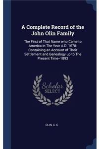 A Complete Record of the John Olin Family