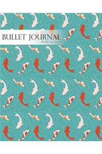 Bullet Journal Notebook Dotted Grid, Graph Grid-Lined Paper, Large, 8x10,150 Pages: Japanese Koi Pond Aqua Blue Water Covers: Master Journaling with Bullet Guide System Professional Journal