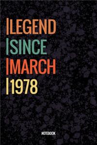 Legend Since March 1978 Notebook