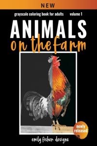 Grayscale Coloring Book For Adults - Animals On The Farm