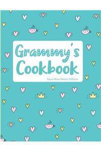 Grammy's Cookbook Aqua Blue Hearts Edition