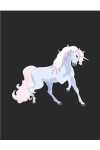 Unicorn College-Ruled Notebook for School, College, Note Taking Pretty Pink Unicorn Black Background for Girls Women