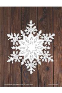 Christmas Snowflake Notebook with Floral Margins for Adult Coloring
