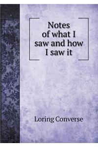 Notes of What I Saw and How I Saw It