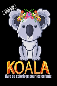 Koala livre de coloriage pour les enfants fond noir