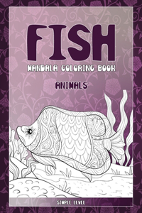 Mandala Coloring Book Simple Level - Animals - Fish