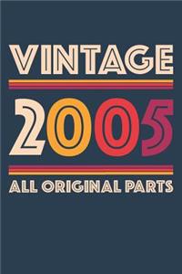 Vintage 2005 Notebook 'All Original Parts' - 14 Years Old Birthday Planner - Retro Journal for Boys and Girls - 14th Birthday Gift