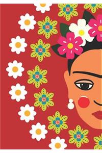 Whimsical Frida Red Folk Art Lined Undated Journal