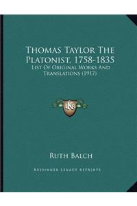 Thomas Taylor The Platonist, 1758-1835