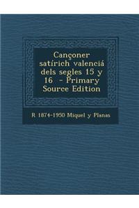 Canconer Satirich Valencia Dels Segles 15 y 16