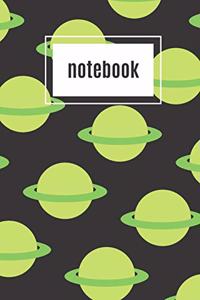 Planet print green notebook
