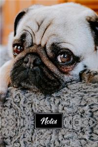 Pug Dog Pup Puppy Doggie Notebook Bullet Journal Diary Composition Book Notepad - Tired Eyes