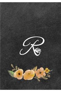 Initial Monogram Letter R on Chalkboard