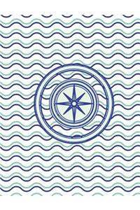 Compass Nautical Waves Notebook - Wide Ruled