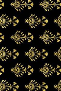 2019 Weekly Planner Egyptian Floral Pattern Gold Black 134 Pages