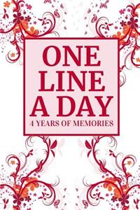 One Line a Day: Four Years of Memories, Dated and Lined Book Red Modern Floral Design