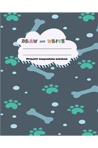 DRAW and WRITE primary composition notebook, 8x10 inch 200 page, Blue purple dag paw print