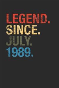 Legend Since July 1989: Graph Ruled Notebook / Journal (6 X 9 - 5 X 5 Graph Ruled) - July Birthday Gift and July Anniversary Gift