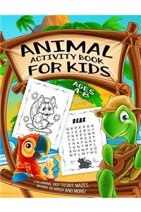 Animal Activity Book for Kids Ages 4-8