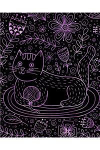 Journal Notebook Cute Cat in Flowers Pattern 5
