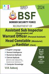 SURA`S BSF Assistant Sub Inspector and Warrant Officer, Head Constable and Havildar Exam Book Guide in English Medium 2024